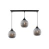 Lampa wisząca sufitowa żyrandol RIFFLE, potrójna, grafitowe szklane kule, nad stół do salonu i kuchni