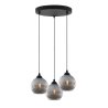 Lampa wisząca sufitowa RIFFLE, żyrandol, grafitowe ryflowane szklane kule, do łazienki, sypialni, salonu