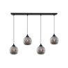 Lampa wisząca sufitowa RIFFLE, czarny żyrandol z grafitowymi szklanymi kloszami w kształcie kuli, E27