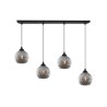 Lampa wisząca sufitowa RIFFLE, czarny żyrandol z grafitowymi szklanymi kloszami w kształcie kuli, E27