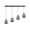 Lampa wisząca sufitowa RIFFLE, czarny żyrandol z grafitowymi szklanymi kloszami w kształcie kuli, E27