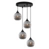 Lampa wisząca sufitowa RIFFLE, żyrandol do kuchni, jadalni, salonu, grafitowe szklane ryflowane kule