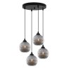 Lampa wisząca sufitowa RIFFLE, żyrandol do kuchni, jadalni, salonu, grafitowe szklane ryflowane kule