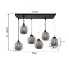 Lampa wisząca sufitowa RIFFLE, czarna listwa z grafitowymi szklanymi kulami, ryflowanie, styl nowoczesny