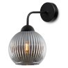 Lampa ścienna typu kinkiet RIFFLE, do sypialni, salonu i przedpokoju, grafitowa szklana kula, E27