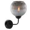 Lampa ścienna typu kinkiet RIFFLE, do sypialni, salonu i przedpokoju, grafitowa szklana kula, E27