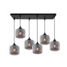 Lampa wisząca sufitowa RIFFLE, żyrandol, grafitowe szklane klosze, do salonu, kuchni, jadalni