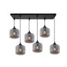 Lampa wisząca sufitowa RIFFLE, żyrandol, grafitowe szklane klosze, do salonu, kuchni, jadalni