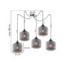 Lampa wisząca sufitowa RIFFLE, żyrandol pająk na 5 źródeł światla, grafitowe szkło, styl nowoczesny