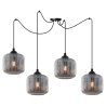 Lampa wisząca sufitowa RIFFLE, żyrandol do kuchni, salonu, sypialni, grafitowe klosze ze szkła, 4 źródła