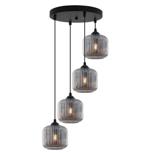 Lampa wisząca sufitowa RIFFLE, żyrandol typu listwa z grafitowymi kloszami, styl nowoczesny