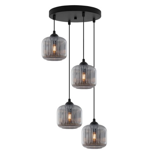 Lampa wisząca sufitowa RIFFLE, żyrandol typu listwa z grafitowymi kloszami, styl nowoczesny