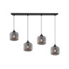 Lampa wisząca sufitowa żyrandol RIFFLE, grafitowe szklane klosze w kształcie walca, gwint E27