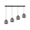 Lampa wisząca sufitowa żyrandol RIFFLE, grafitowe szklane klosze w kształcie walca, gwint E27