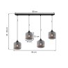 Lampa wisząca sufitowa żyrandol RIFFLE, grafitowe szklane klosze w kształcie walca, gwint E27