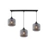 Lampa wisząca sufitowa RIFFLE, potrójna, listwa nad stół i wyspę, grafitowe klosze, do salonu i kuchni