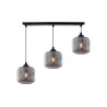 Lampa wisząca sufitowa RIFFLE, potrójna, listwa nad stół i wyspę, grafitowe klosze, do salonu i kuchni