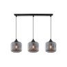 Lampa wisząca sufitowa RIFFLE, potrójna, listwa nad stół i wyspę, grafitowe klosze, do salonu i kuchni
