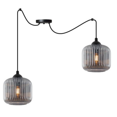 Lampa wisząca sufitowa RIFFLE, żyrandol do sypialni i salonu w stylu nowoczesnym, grafitowe klosze
