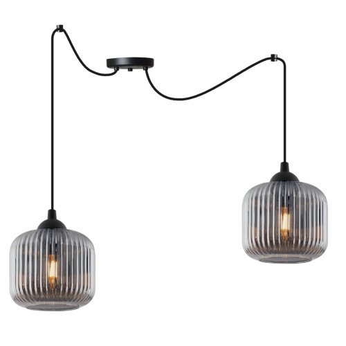 Lampa wisząca sufitowa RIFFLE, żyrandol do sypialni i salonu w stylu nowoczesnym, grafitowe klosze