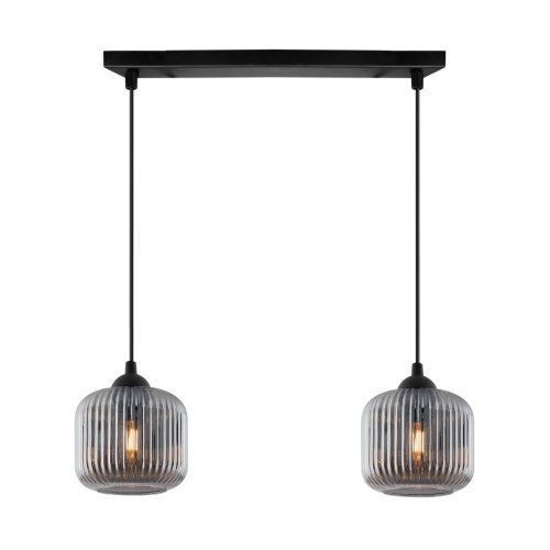 Lampa wisząca sufitowa żyrandol RIFFLE, grafitowe ryflowane szklane walce, listwa do kuchni i jadalni