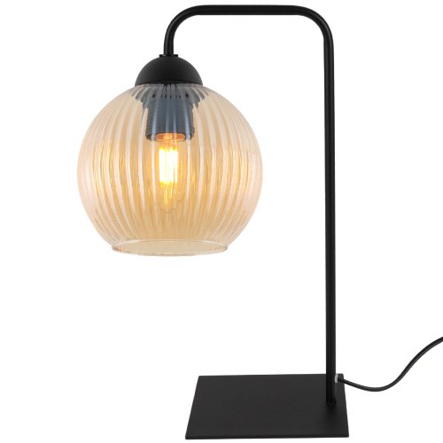Lampka nocna, lampa stołowa RIFFLE, miodowa szklana kula glamour do sypialni, łazienki, salonu