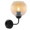 Lampa ścienna typu kinkiet RIFFLE, miodowa ryflowana kula w stylu glamour, średnica 14cm, E27