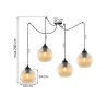 Lampa wisząca sufitowa RIFFLE, czarny pająk w stylu nowoczesnym, miodowe ryflowane kule, 4 źródła