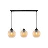 Lampa wisząca sufitowa RIFFLE, żyrandol z miodowymi szklanymi kulami z ryflowaniem, 3 źródła
