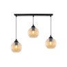 Lampa wisząca sufitowa RIFFLE, żyrandol z miodowymi szklanymi kulami z ryflowaniem, 3 źródła