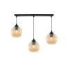 Lampa wisząca sufitowa RIFFLE, żyrandol z miodowymi szklanymi kulami z ryflowaniem, 3 źródła