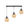 Lampa wisząca sufitowa RIFFLE, żyrandol z miodowymi szklanymi kulami z ryflowaniem, 3 źródła