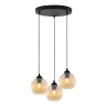 Lampa wisząca sufitowa RIFFLE, potrójny żyrandol z miodowymi szklanymi kulami, nad stół i wyspę