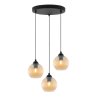 Lampa wisząca sufitowa RIFFLE, potrójny żyrandol z miodowymi szklanymi kulami, nad stół i wyspę