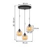 Lampa wisząca sufitowa RIFFLE, potrójny żyrandol z miodowymi szklanymi kulami, nad stół i wyspę