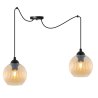 Lampa wisząca sufitowa RIFFLE, podwójny pająk do jadalni i salonu, miodowe kule z ryflowanego szkła