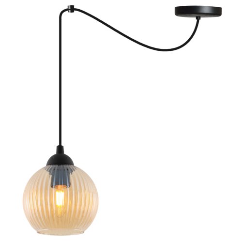 Lampa wisząca sufitowa żyrandol RIFFLE, czarny pająk do kuchni, salonu, łazienki, topazowa szklana kula