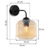 Lampa ścienna typu kinkiet RIFFLE, pojedynczy, ryflowane miodowe szkło, do salonu i sypialni, E27