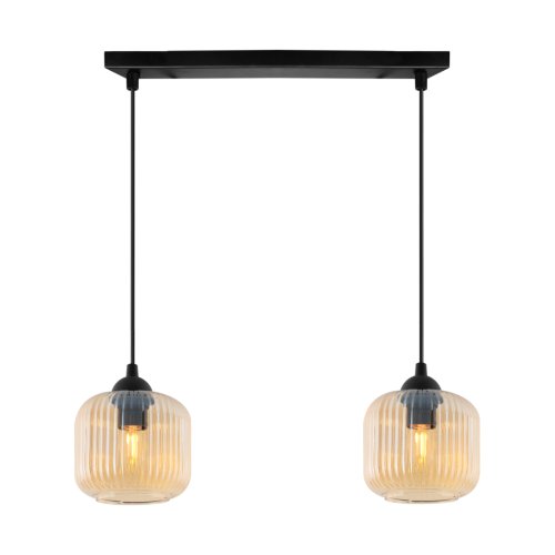 Lampa wisząca sufitowa RIFFLE, podwójna, miodowe szklane klosze w stylu glamour nowoczesnym
