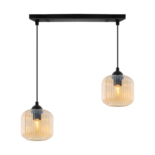 Lampa wisząca sufitowa RIFFLE, podwójna, miodowe szklane klosze w stylu glamour nowoczesnym