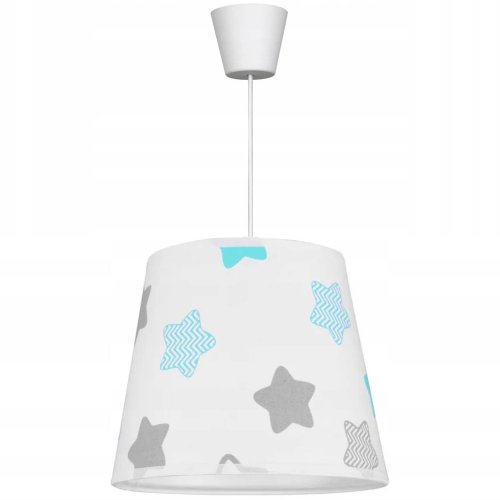 OUTLET -50% Lampa Wisząca Pojedyncza Abażur Stożek Pokój Dziecka Zielone Gwiazdki