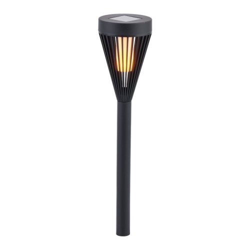Lampa solarna ogrodowa słupek FLAME, pochodnia w kolorze czarnym, ciepła barwa