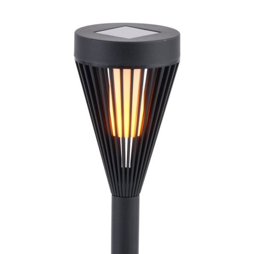 Lampa solarna ogrodowa słupek FLAME, pochodnia w kolorze czarnym, ciepła barwa