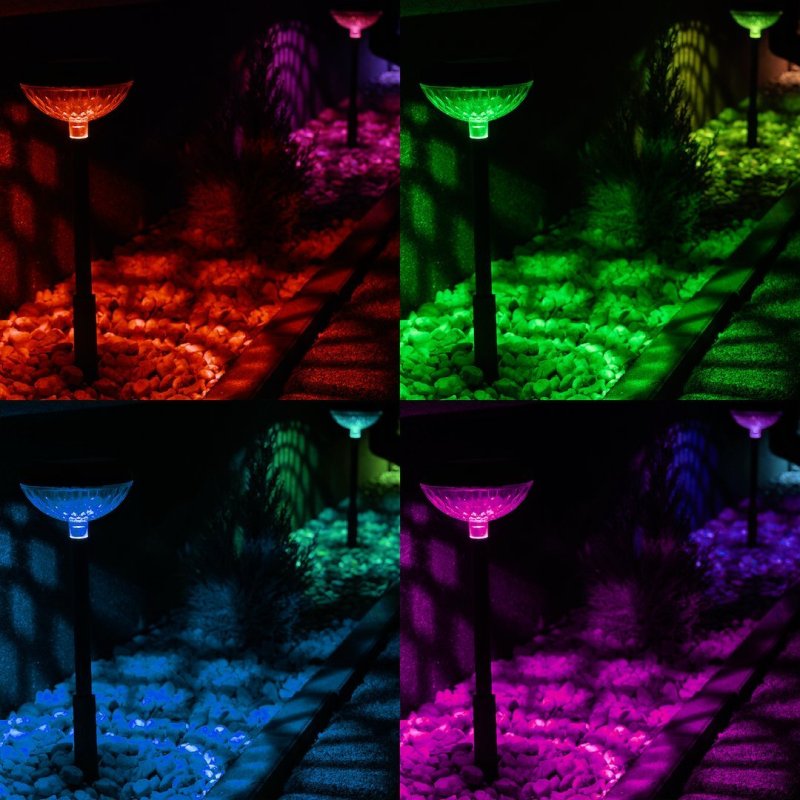 Lampki solarne ogrodowe w dwupaku TOM, dwa słupki o regulowanej barwie RGB
