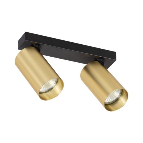 Oprawa na dwa źródła GU10 do salonu HERO, reflektory z elementami złota, w stylu nowoczesnym