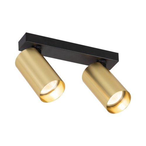 Oprawa na dwa źródła GU10 do salonu HERO, reflektory z elementami złota, w stylu nowoczesnym