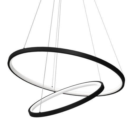 Lampa LED wisząca sufitowa HOOP, czarny żyrandol typu ring nad stół i wyspę, 51W