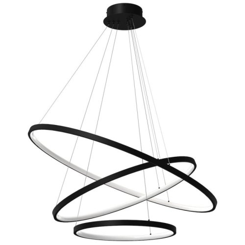 Lampa LED wisząca sufitowa HOOP, zjawiskowy czarny żyrandol glamour do salonu, jadalni