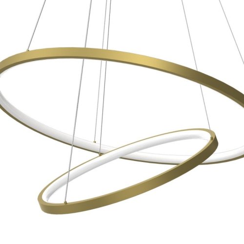 Lampa LED wisząca sufitowa HOOP, złoty żyrandol typu ring nad stół i wyspę, 51W