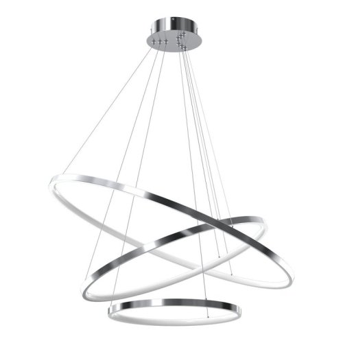 Lampa LED wisząca sufitowa HOOP, zjawiskowy srebrny żyrandol glamour do salonu, jadalni